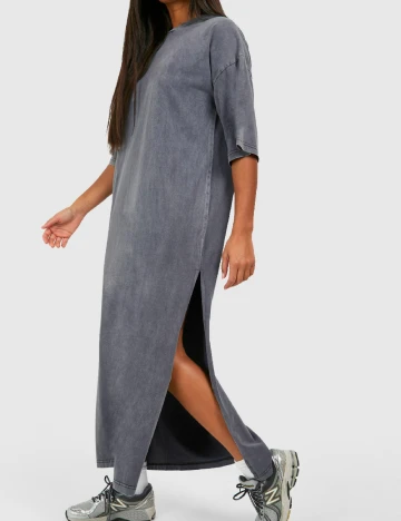 Rochie lunga Boohoo, gri petrol