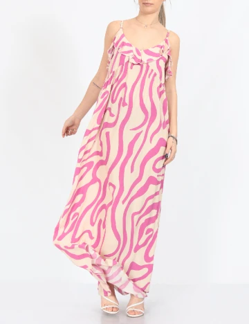 Rochie lunga Jacqueline de Yong, crem/roz