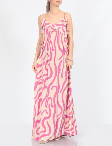 Rochie lunga Jacqueline de Yong, crem/roz