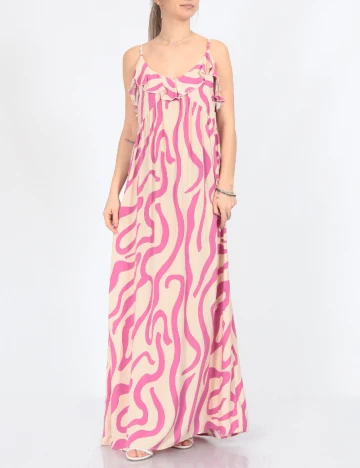 Rochie lunga Jacqueline de Yong, crem/roz