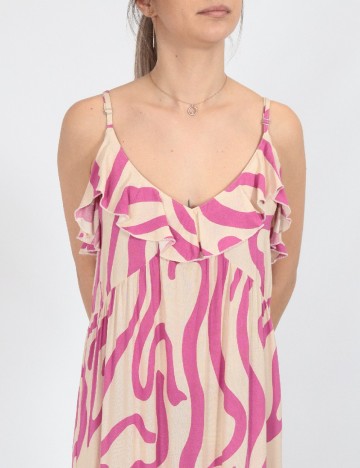 Rochie lunga Jacqueline de Yong, crem/roz