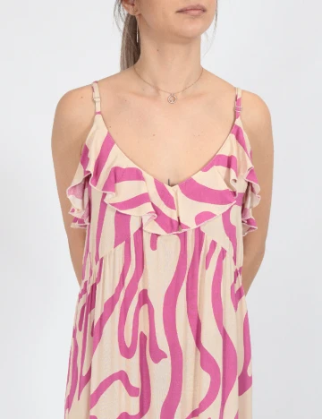 Rochie lunga Jacqueline de Yong, crem/roz