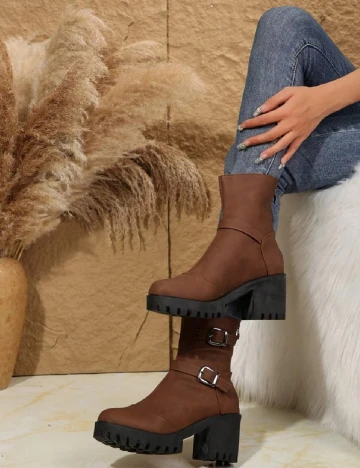 Botine SHEIN, maro