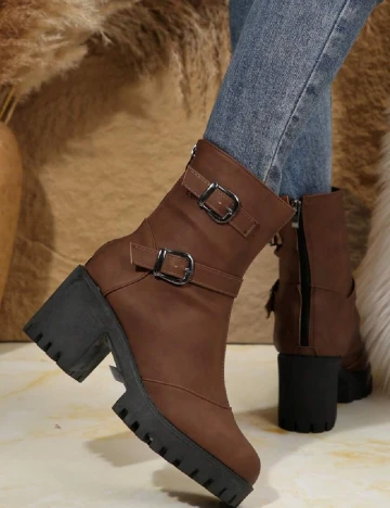 Botine SHEIN, maro