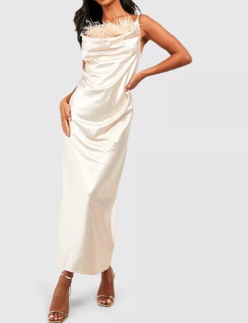 
						Rochie lunga Boohoo, crem
