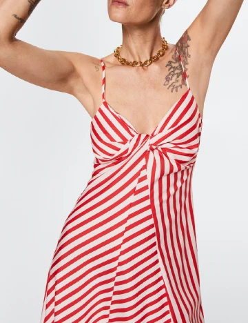Rochie medie Mango, rosu/alb