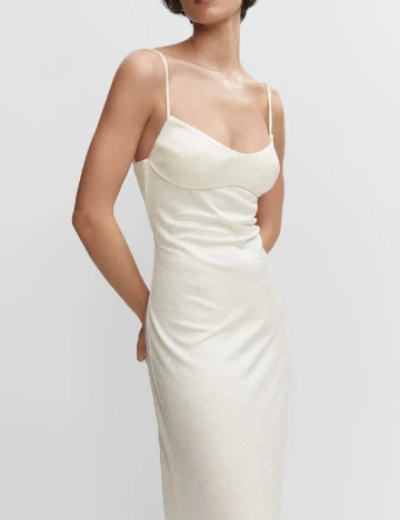 Rochie lunga Mango, ecru Alb