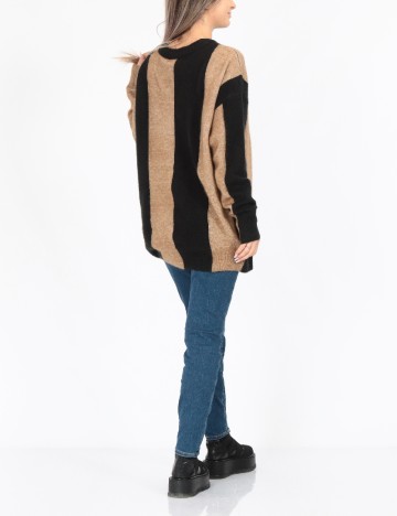 Pulover Oversize Vero Moda, negru/maro