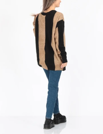 Pulover Oversize Vero Moda, negru/maro