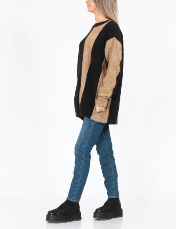Pulover Oversize Vero Moda, negru/maro