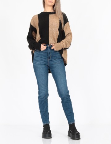 Pulover Oversize Vero Moda, negru/maro