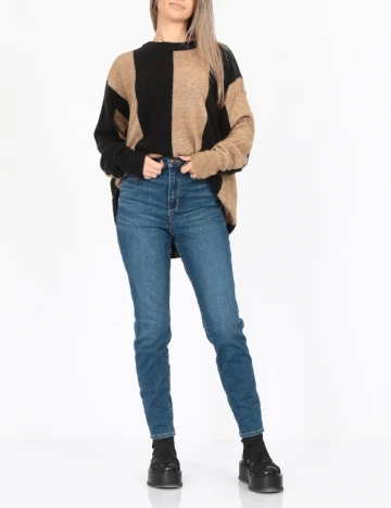 Pulover Oversize Vero Moda, negru/maro