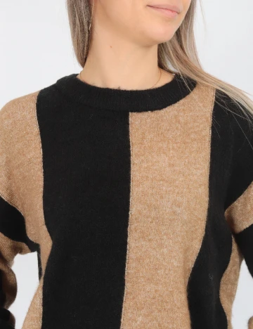 Pulover Oversize Vero Moda, negru/maro