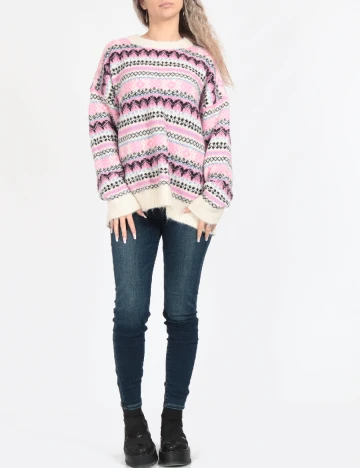 Pulover Vero Moda, alb/roz