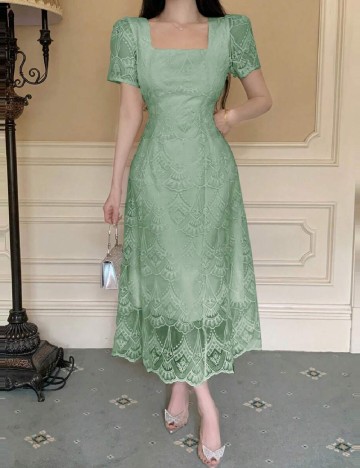 Rochie medie Dazy, verde