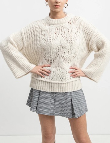 Pulover Oversize Vero Moda, ecru