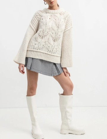 Pulover Oversize Vero Moda, ecru