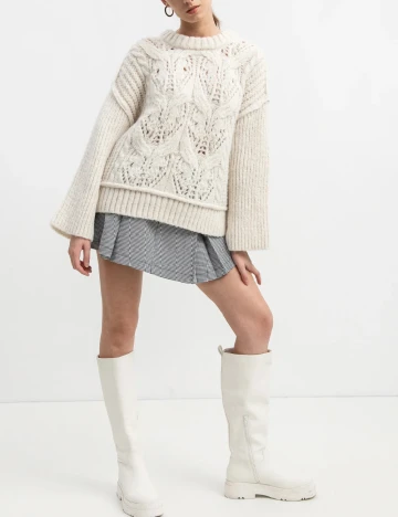 Pulover Oversize Vero Moda, ecru