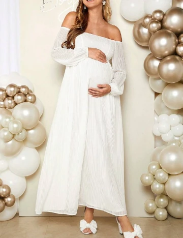 Rochie lunga SHEIN Maternity, alb