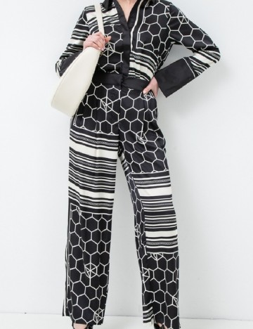 Pantaloni Vero Moda, negru/alb