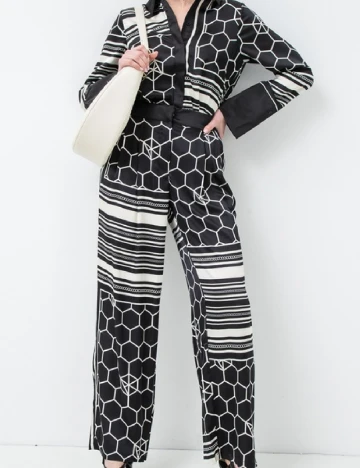 Pantaloni Vero Moda, negru/alb