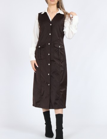 Rochie medie Vero Moda, maro inchis
