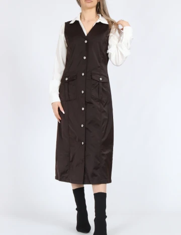 Rochie medie Vero Moda, maro inchis