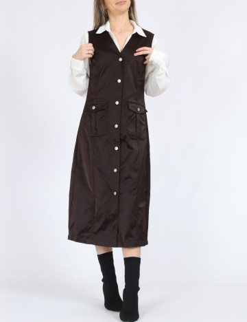 Rochie medie Vero Moda, maro inchis