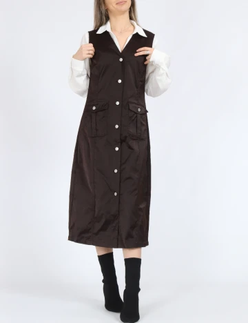 Rochie medie Vero Moda, maro inchis