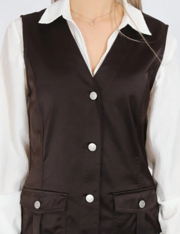 Rochie medie Vero Moda, maro inchis