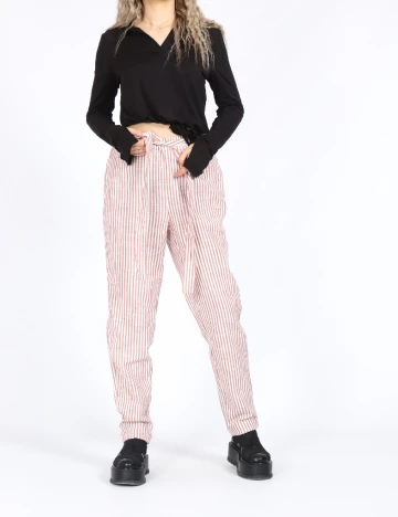 Pantaloni Vero Moda, alb/maro