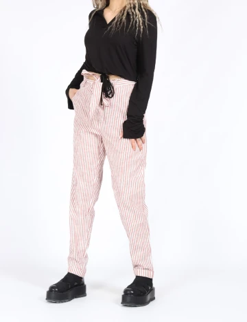 Pantaloni Vero Moda, alb/maro