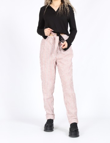 Pantaloni Vero Moda, alb/maro