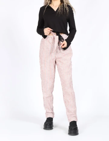 Pantaloni Vero Moda, alb/maro
