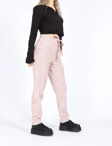 Pantaloni Vero Moda, alb/maro