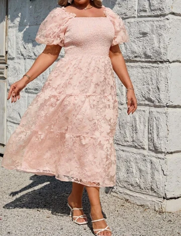Rochie medie Simplee Plus Size, roz Roz
