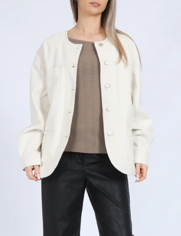 Jacheta Oversize Vero Moda, ecru Alb