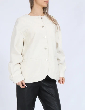 Jacheta Oversize Vero Moda, ecru Alb