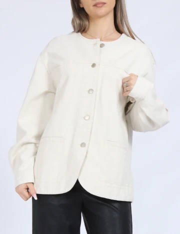 Jacheta Oversize Vero Moda, ecru Alb