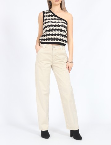 
						Top Vero Moda, negru/crem
