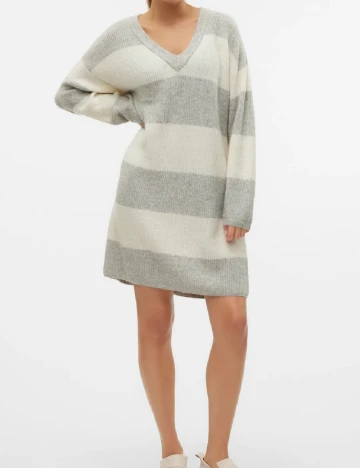 Rochie scurta Vero Moda, alb/gri