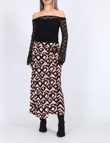 Fusta Vero Moda, negru/portocaliu