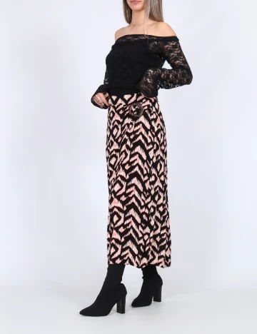 Fusta Vero Moda, negru/portocaliu