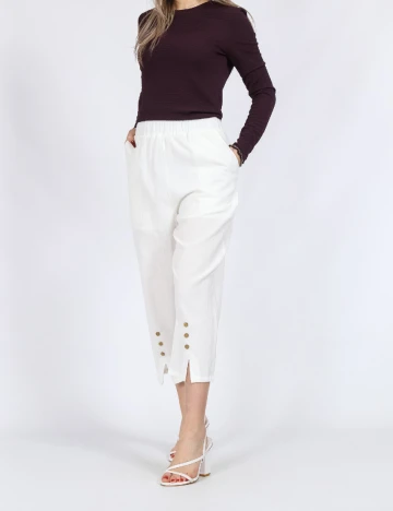 Pantaloni trei sferturi Emery Rose, alb Alb