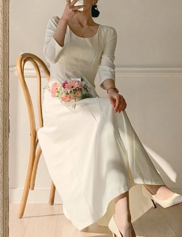 Rochie lunga Dazy, alb