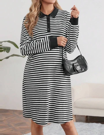 Rochie scurta SHEIN Maternity, alb/negru