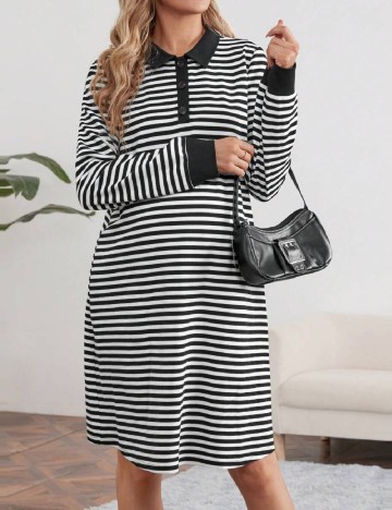 Rochie scurta SHEIN Maternity, alb/negru
