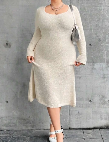 Rochie medie SHEIN CURVE, ecru