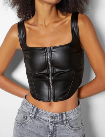 Top Bershka, negru Negru