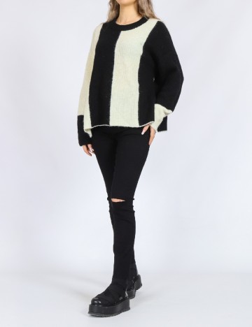 
						Pulover Only, alb/negru